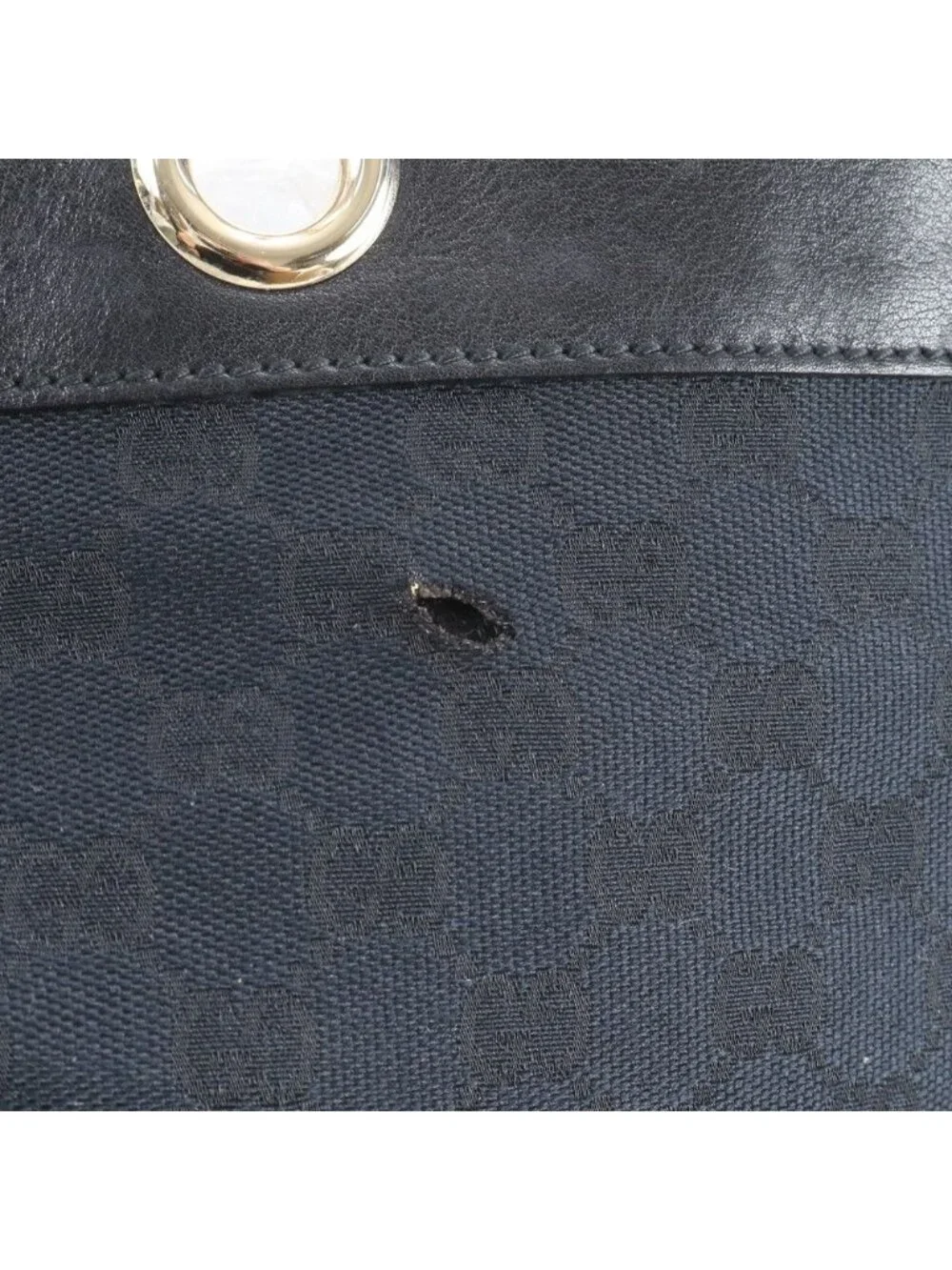 Gucci GG Canvas Leather Tote Shoulder Hand Black Rbe - Picture 8 of 10